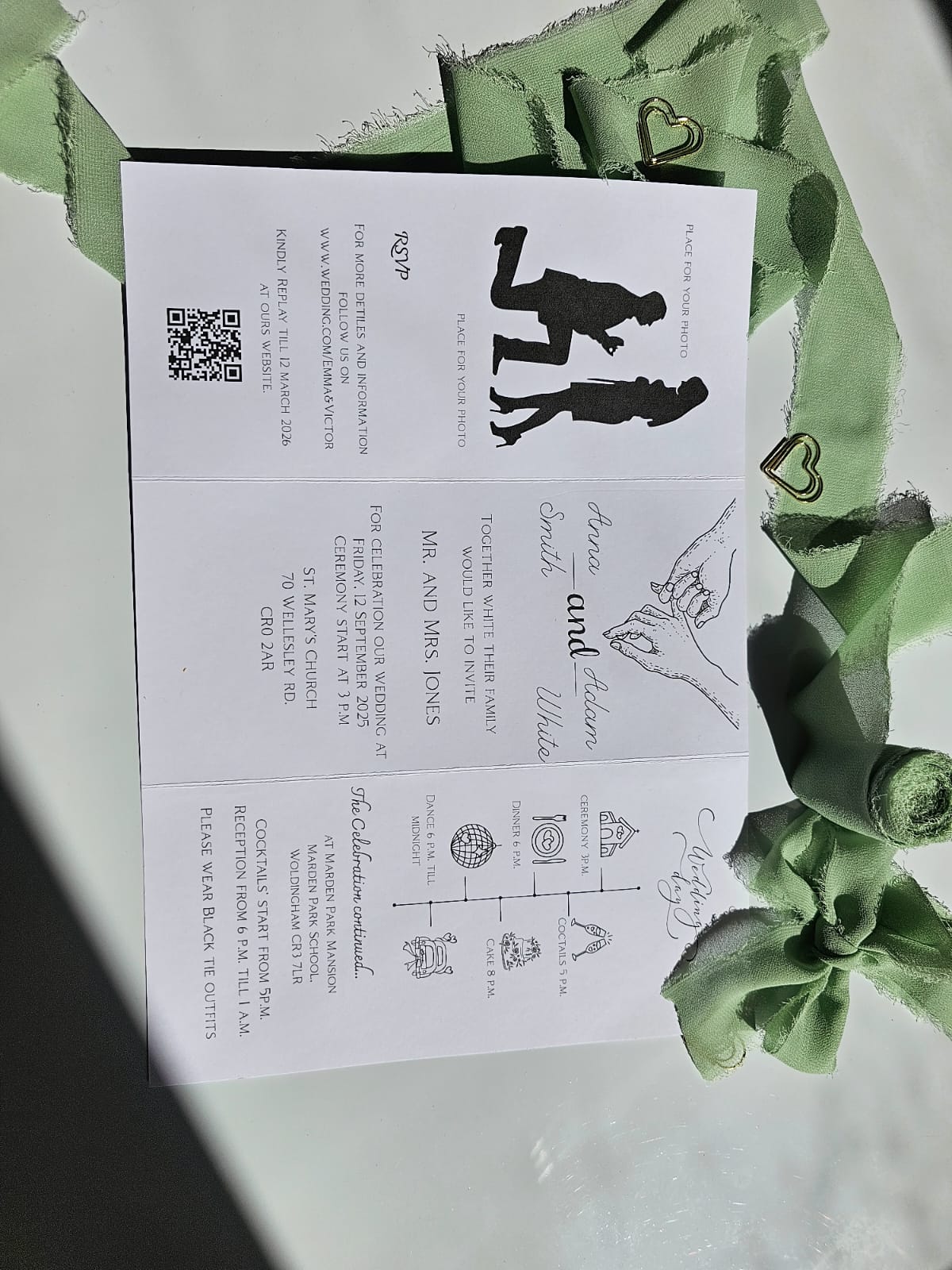 Modern Sage Green "Ever After" Wedding Invitation with Photo