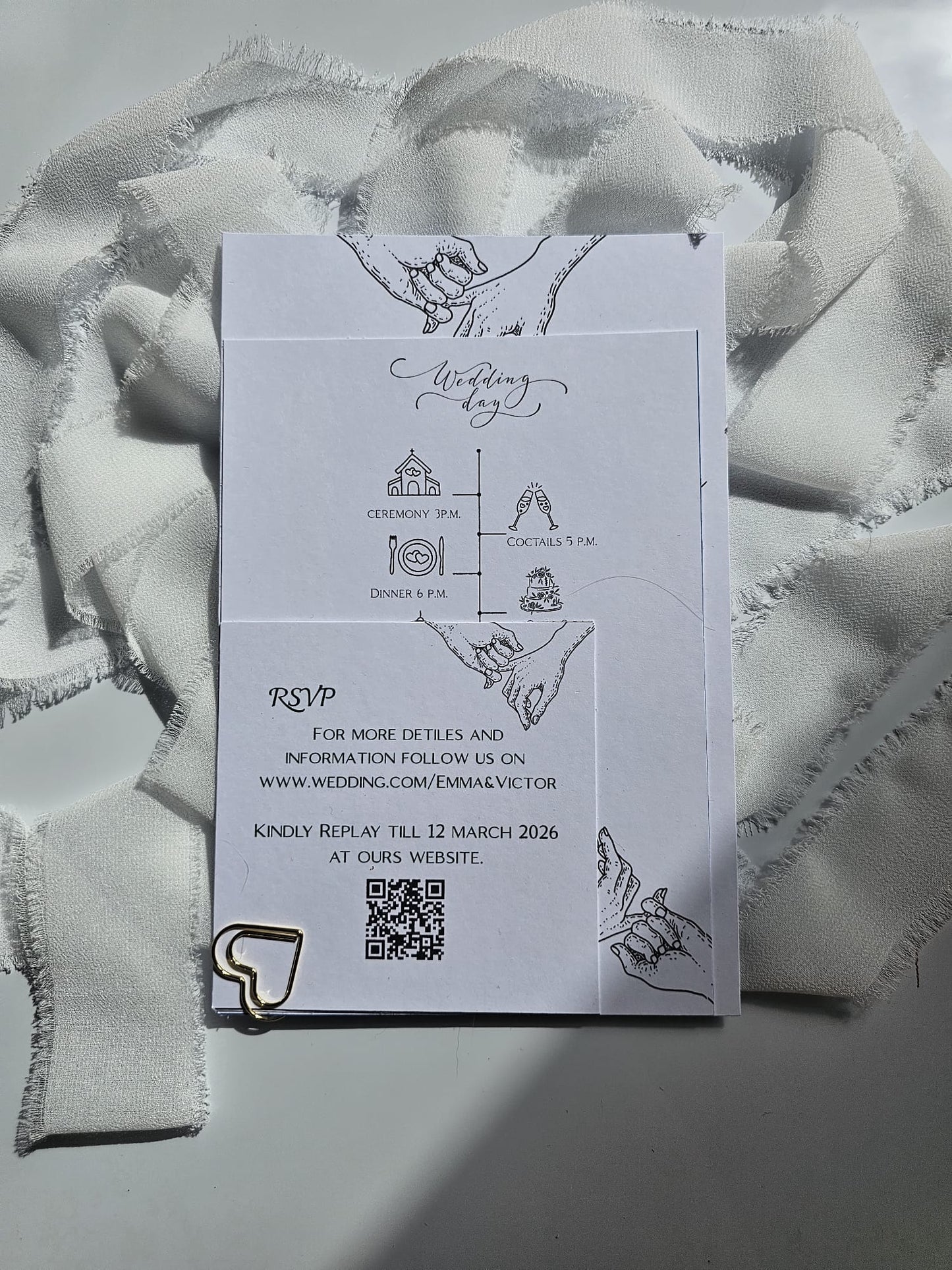 Elegant "Better Together" Invitation Set with Custom Hand Illustration