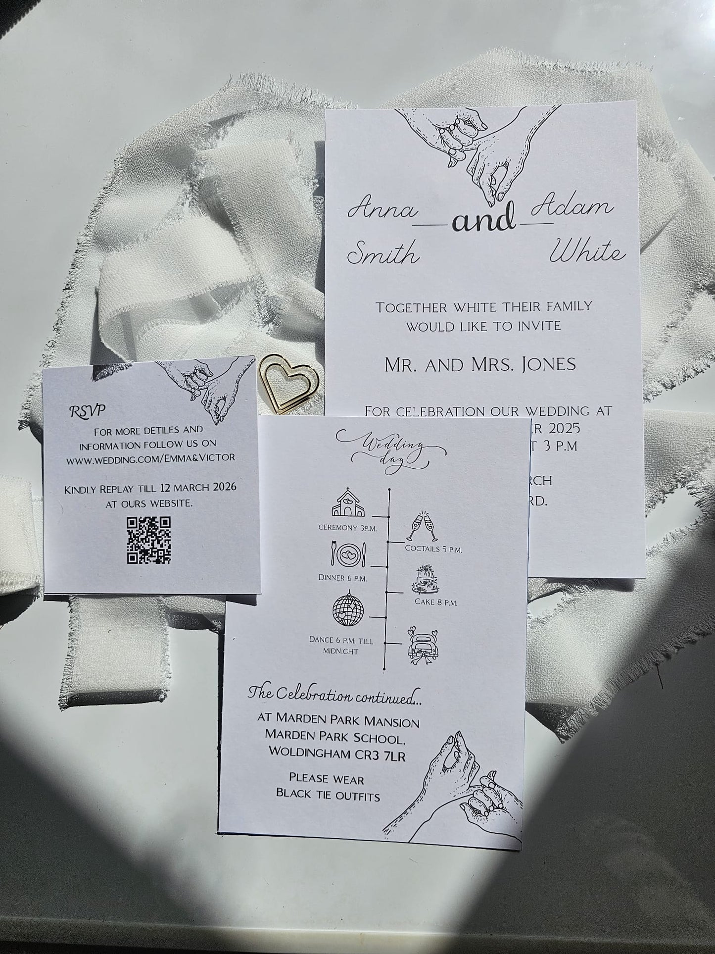 Elegant "Better Together" Invitation Set with Custom Hand Illustration