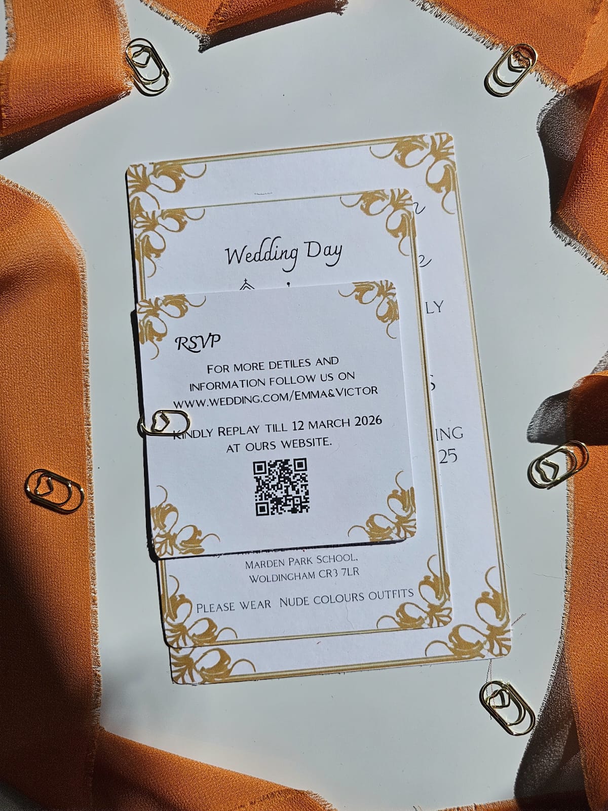 Luxury "Golden Hour" Wedding Invitation Set with RSVP & Timeline Cards