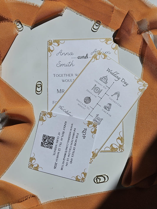 Luxury "Golden Hour" Wedding Invitation Set with RSVP & Timeline Cards