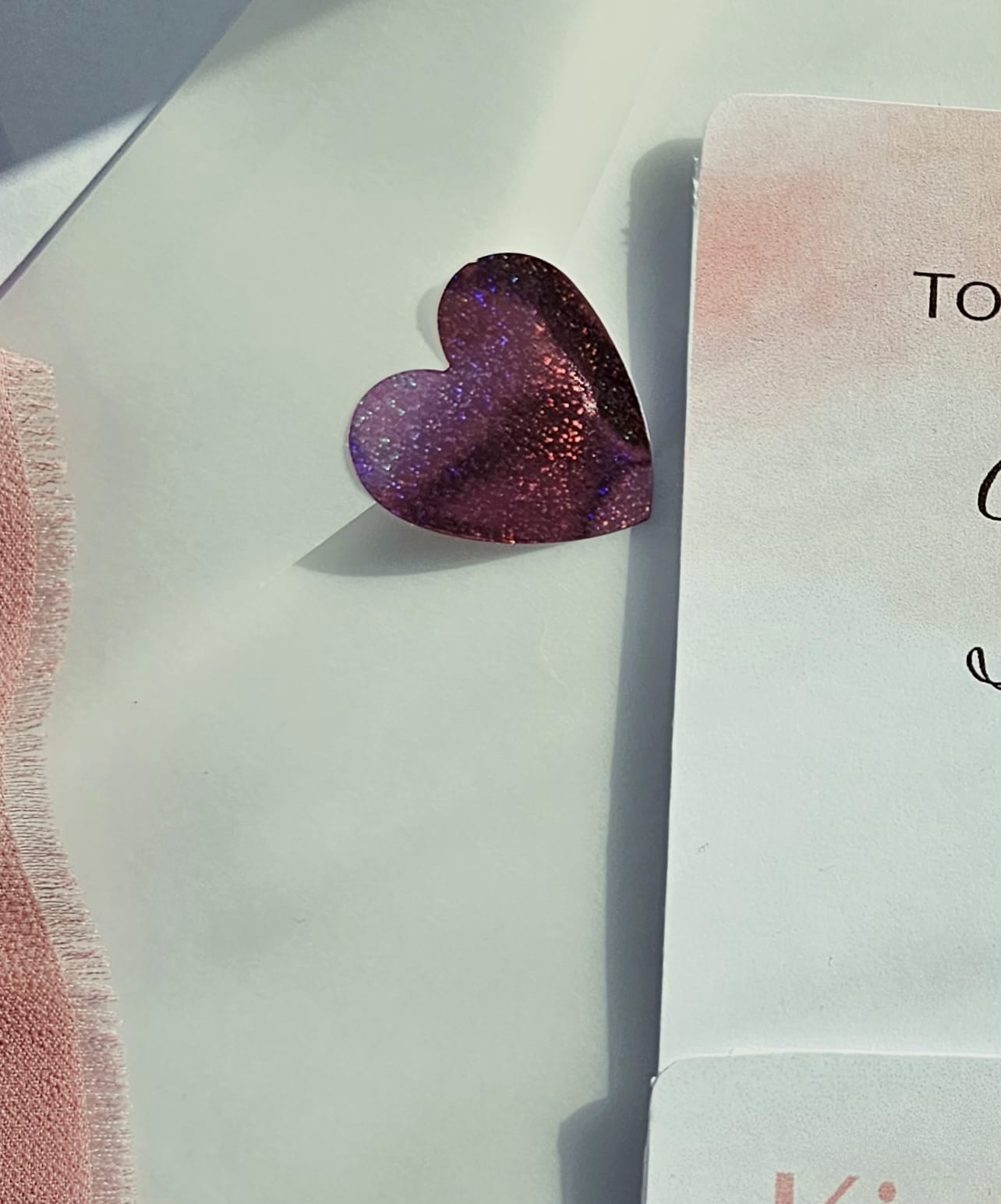 "Blush" Wedding Invitation Set with Decorative "Love" Paperclip